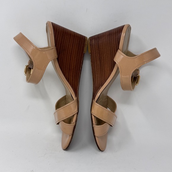 Stuart Weitzman Nextwedge Adobe Aniline Leather Sandals Size 8 - Picture 8 of 9